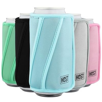 HOST Insta-Chill Slim Cooler Lot de 1 gel et poche de glace flexible pour canettes de 350 ml Bleu