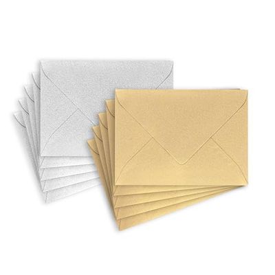 ÖKI Lot de 10 enveloppes dorées/argentées - Pour cartes bon d'achat, cadeaux en argent, petites cartes de vœux, etc. - 5 pièces par couleur - Dimensions C7 81 x 114 mm