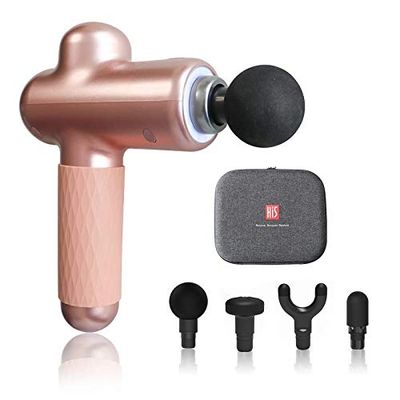 Hi5 10332 Sportster trilmassageapparaat, massagepistool, spierfascia, weefsel, ontspannend, 4 hoofdopzetstukken, rozegoud, 850 g