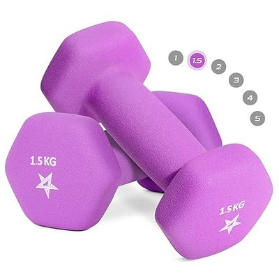 Yes4All Hexagonales Par de mancuernas de neopreno (1 kg to 7 kg) - Pesos Fitness