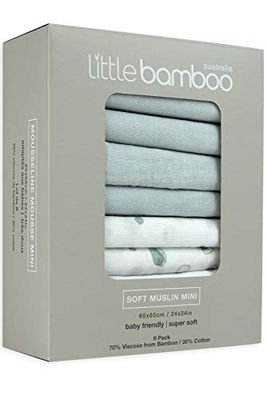 Little Bamboo Cuadrados de Muselina (8 Unidades, 60 x 60 cm), Color Gris