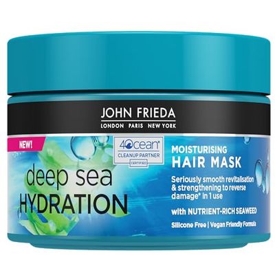 John Frieda Deep Sea Hydration Moisturising Hair Mask, Deep Conditioning Smoothing Treatment for Dry, Damaged Hair 250ml