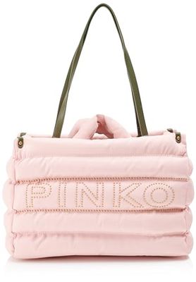 Pinko Women's Recycled Nylon Shopper + MICR Bag, O81q_Powder-Antique Gold, 29X13X29