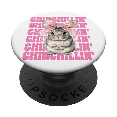 Chinchillin' Funny Chinchilla Pet Girl, fiocco a forma di civetta PopSockets PopGrip Adesivo
