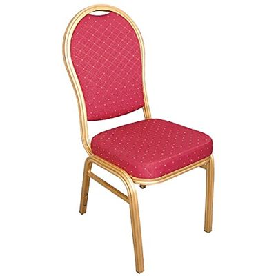 Bolero U525 banquetes silla trasera, marco de oro, moteado en arco, gamuza, rojo (Pack de 4)