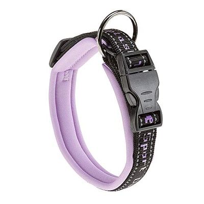 Ferplast Sport hondenhalsband, middelgroot, zacht, gewatteerd, reflecterende naden, naambordje voor huisdieren, maat: 2 cm (33-43 cm), roze