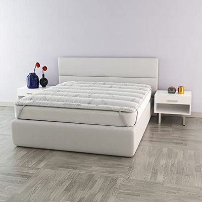 Italian Bed Linen Topper Acolchado con elástico, Poliéster, Control térmico, Matrimonial
