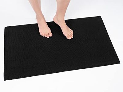 Cotton Paradise Tappetino da bagno antiscivolo in 100% cotone, morbido, assorbente, ad asciugatura rapida, lavabile in lavatrice, 50,8 x 86,4 cm, tappetino per il bagno nero
