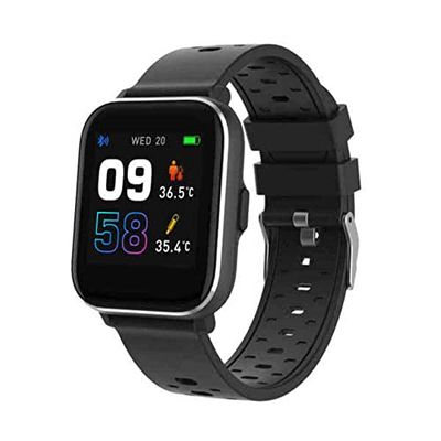 Denver SW-164BLACK, Bluetooth smartwatch, meting van lichaamstemperatuur, zuurstof en hartslag, sportactiviteitstracker, compatibel met iOS en Android.