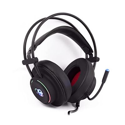 CoolBox DeepLighting Gaming PC Headset with Omnidirectional Microphone and LED Lighting, Volume Control, Compatible with PC, PS4 and Xbox One (Includes Adapter), Adjustable