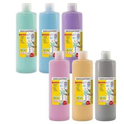 Eberhard Faber 578906 - Peinture au doigt EFA Color, 6 couleurs pastel de 750 ml, Peinture au doigt enfants non toxique