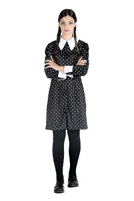 Ciao - Wednesday Addams Original Wednesday Girl's Disguise kostymklänning för flickor, 12 år, svart/vit