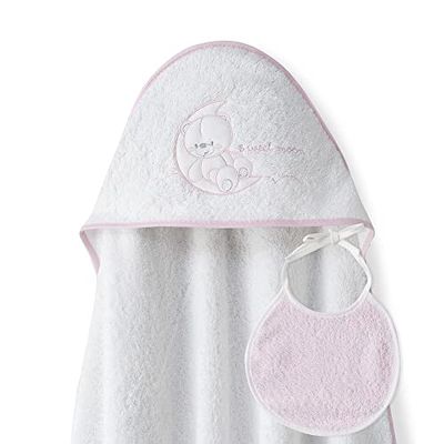 Baby Baby ręcznik z kapturem z kapturem - Sweet Moon biały y różowy