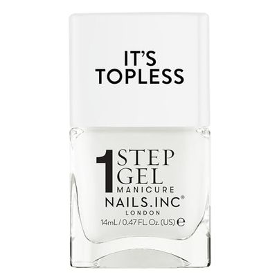 Nails Inc Topless Emma (blanco) – Esmalte gel sin UV, 1 paso, hasta 8 días, secado rápido, vegano, 21-free, para niños y adultos, sin base ni top coat