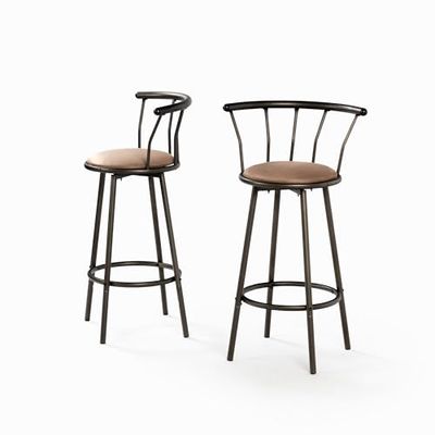 HOMYLIN Set van 2 draaibare krukken, vintage Counter Chairs met rugleuning, ergonomische comfortabele voetensteun, keukenstoel, bruin