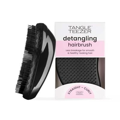 Tangle Teezer Fini e Fragili Ultimate Detangler per capelli colorati, fini e sottili - Spazzola a doppie setole morbide riduce rottura e lo strappo - Ideale per capelli delicati, Nero (Black Panther)