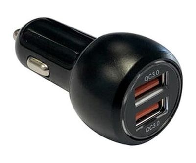 Alimentador Auto 2xUSB QC 3.0 12V/24V, Carga rápida para Dispositivos móviles y Gadgets en vehículos.