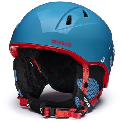 Briko, HELMET Unisex kinderen, Shiny Allports Blue-Monza Red-Snowman, SM