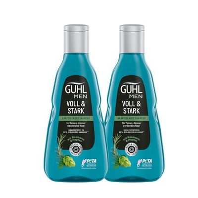 Guhl Confezione risparmio da uomo piena e forte – Contenuto: 2 x shampoo da 250 ml – Tipo di capelli: sottili, sottili, sottili – con luppolo e caffeina