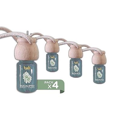 Parfums Bali Pack de 4 désodorisants voiture eucalyptus 6 ml 0% d'alcool, absorbe les mauvaises odeurs de votre véhicule