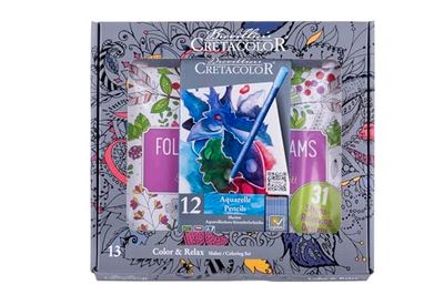 CRETACOLOR 240 99B - Livre de coloriage Dreams, 12 crayons aquarelle Marino inclus