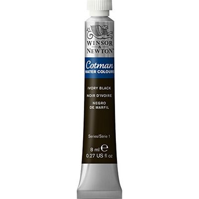 Winsor & Newton 8840100 Cotman aquarelverf Studio waterverf, levendige hoogwaardige kleuren met zeer goede verwerkingseigenschappen 8 ml tube -Ivory Black
