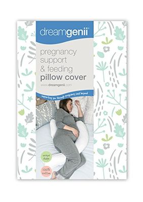 Dreamgenii graviditetsstöd och matning kuddöverdrag Nature Cotton Grey/Green