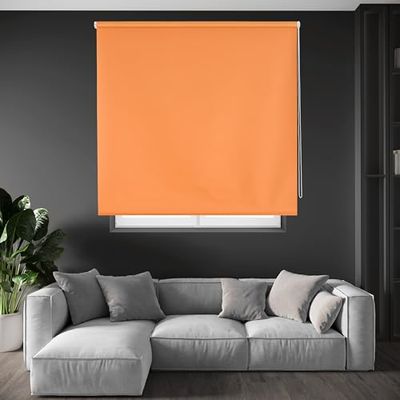 Blindecor Draco Estore de rolo opaco liso, laranja, 100 x 230 cm (largura por altura), Tamanho do tecido 97 x 225 cm. Estores térmicos blackout