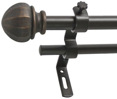 Decopolitan Facet Ball Conjunto de varão de cortina dupla de 5/8", bronze vintage, 26 a 48 polegadas