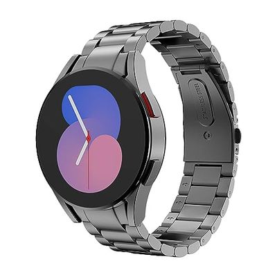 MoKo Metal Strap Compatible with Samsung Galaxy Watch 7 FE 6 5 4 Strap 40mm 44mm/Watch 6 Classic 43mm 47mm/5 Pro 45mm/4 Classic 42mm 46mm, No Gap Stainless Steel Replacement Watch Band, Gray