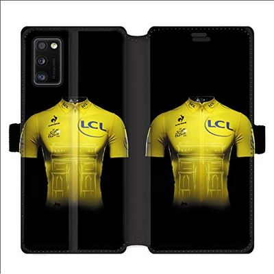 Beschermhoes voor Samsung Galaxy A41, leer, voor het openklappen van de fiets, geel