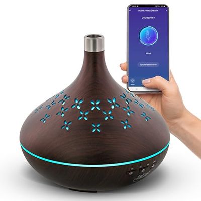 InLine SmartHome 40154 Diffusore di aromi ad ultrasuoni, umidificatore, luce ambientale, compatibile con Google Home e Amazon Alexa, 400 ml