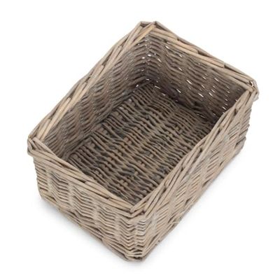 Red Hamper Small Wicker Grey Wash Storage Tray, S
