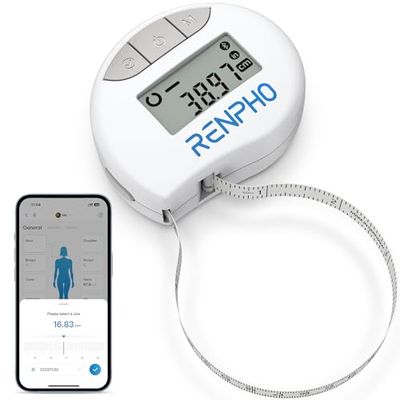 RENPHO Tape Measure Body for Weight Loss, Smart Body Tape Measure for Body Circumference Measurement, Fitness Body Composition Monitors with APP, Length 59in/150cm