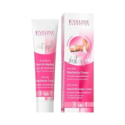 Eveline Cosmetics Just Epil Crema Depilatoria Ultra-Delicata 3-in-1 con Aloe e Proteine della Seta - Efficace per Aree Sensibili, 125 ML