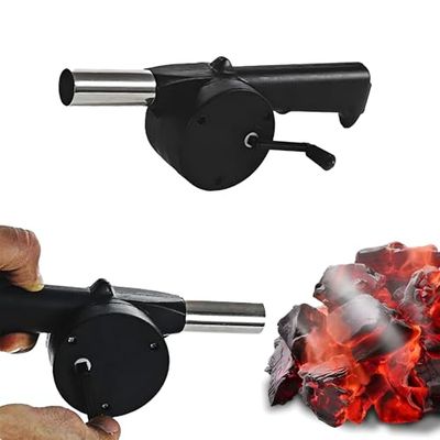 Avilia Alcachofa para barbacoa o chimenea manual de acero y plástico negro – Ideal para revivir en fuego en pocos segundos es ligero y fácil de usar – Control de la intensidad del soplo