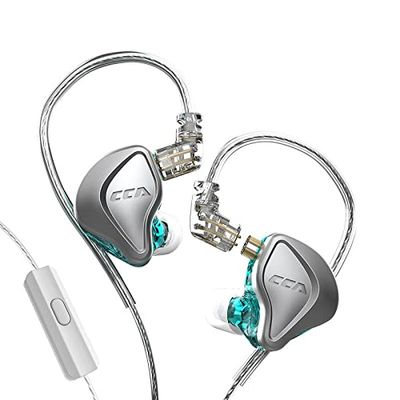 Airloop CCA NRA Electrostatic Drive In Ear Earphone 1DD 1Estat Wired Earphone HiFi Sport Gaming Earbuds Kopfhörer Kompatibilität für Telefon Computer Tablet mit Geschenk-Set-Cyan mit Mikrofon