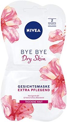 NIVEA Bye Bye Dry Skin Face Mask, Intensive Face Care Mask for Dry Skin, Skin Care Mask with Honey Extract and Natural Almond Oil (2 x 7.5 ml)