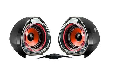 Woxter Big Bass 70 Red - Altavoces para PC, Mando de control de volumen, Gaming, 15W de potencia, conexiones 3,5mm y USB. Ideal para PC / Smartphones y videoconsolas, color negro-rojo