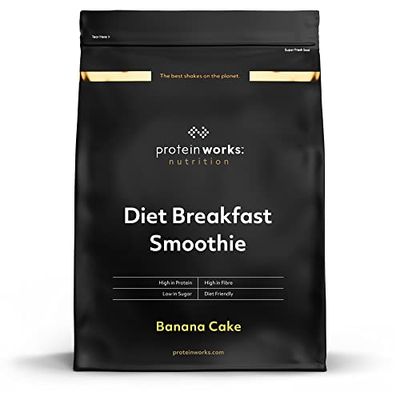 THE PROTEIN WORKS Frullato Dietetico Per La Colazione, Torta Alla Banana, Colazione Rapida, Alto contenuto di proteine ​​e basso contenuto di zucchero 500 g