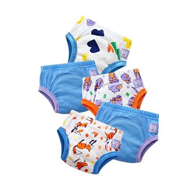 Bambino Mio Potty Training Pants, 5 Pack (3-4 Years - Blue Pop) Reusable for Baby and Toddler, Boys and Girls
