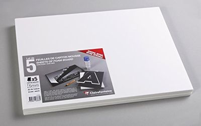 Clairefontaine 193668C förpackning (med 5 skumkartonger, DIN A3, 29,7 x 42 cm, 5 mm, syrafri, lätt och fast, lämplig för dekoration, som bildram eller för modellering) 5-pack vit