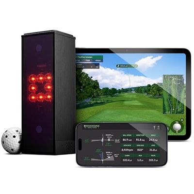 Square Golf Monitor di lancio del golf indoor, simulatore di golf per la casa con pratica realistica e feedback accurato, fotocamera ad alta velocità, velocità della palla, velocità di rotazione