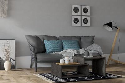 Hanah Home Stijlvolle antracietkleurige koffietafel, 80 x 50 x 40 cm, 100% melamine gecoat deeltjesbord, 18 mm dik, modern design voor woonkamer en lounge