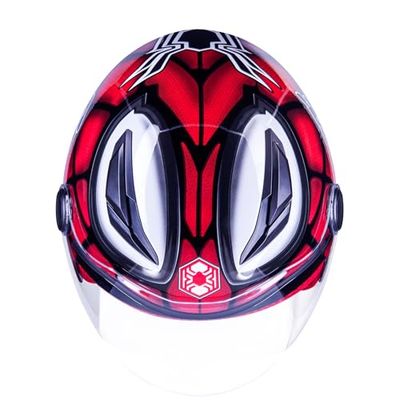 One by Camamoto | Casco Spiderman per Bambino, Bimbo, Omologato per Moto/Scooter, Junior, Taglia L (Large) con Chiusura Micrometrica | Diametro Circonferenza Tempie 51-52cm