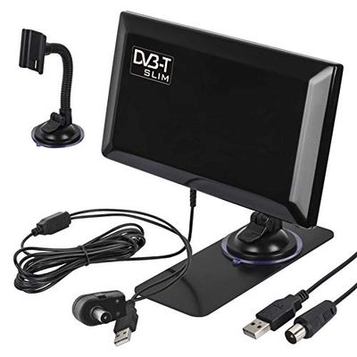 Maclean MCTV-948 actieve kamerantenne DVB-T DVB-T2 H.265 HEVC versterkerantenne met versterker zuignap houder USB 5V