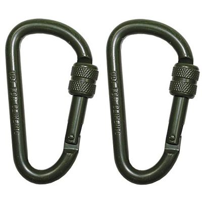 Karabijnhaak, schroefsluiting, D 8mmx8cm, 2-pack, olijf