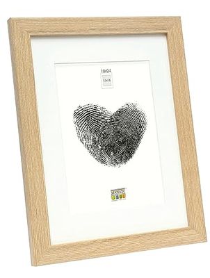 Deknudt Frames Fotolijst met passe-partout - natuurlijke houtkleur - S66KH1 P1 18 x 24 cm voor afbeelding 13 x 18 cm - Fotolijst hout MDF - Foto's ophangen of tentoonstellen