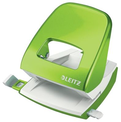 Leitz Perforator, 30 Vellen, Met Formaataanduidingen Op De Hulpbalk, Metaal, WOW, 50081054 - Groen