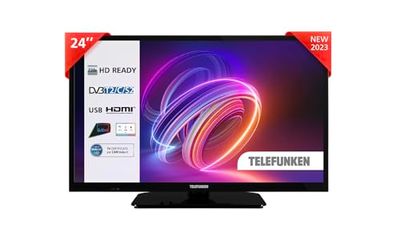 Telefunken TV 24" HD Ready 24TENSHDZ, TV LED 24 Pollici, Digitale DVB-T2/C/S2, USB, HDMI, uscita audio digitale, uscita SCART, Hotel Mode, 2023